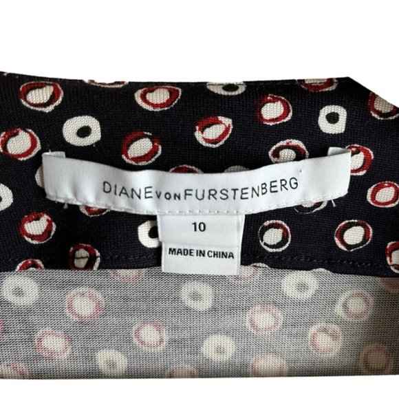 DVF Diane von Furstenberg Nieves Scarf Wrap Dress Size 10 Red Navy - Picture 11 of 16